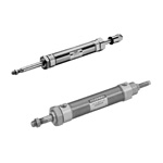 Slim cylinders: Pull side/push side stroke adjustment double acting type